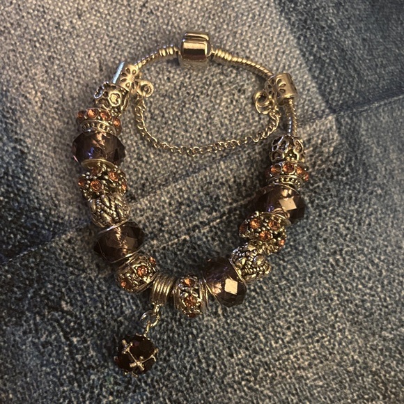 Jewelry - Gold-Tone Brown Crystal Charm Bracelet